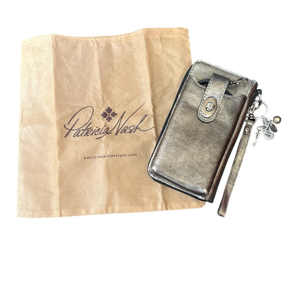 Patricia Nash Amalia Leather Phone Crossbody/Wristlet RFID Wallet & Dust Bag NEW